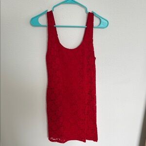 Red Lace Sleeveless Dress